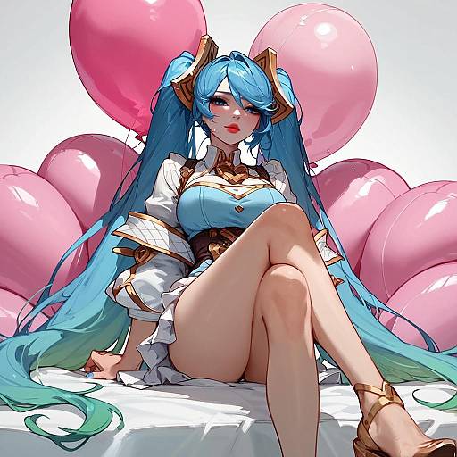 Sona on Pink Balloon — Anime Screencap