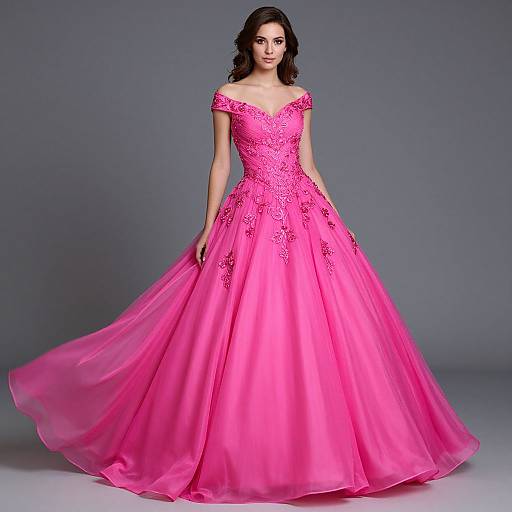 Elegant Woman in Pink Ball Gown