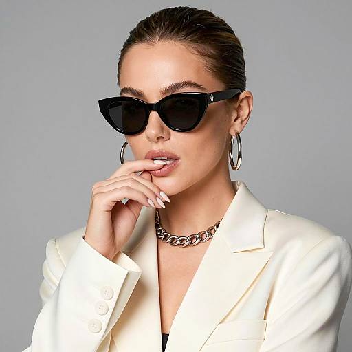 Chic Woman in Cream Blazer Portrait