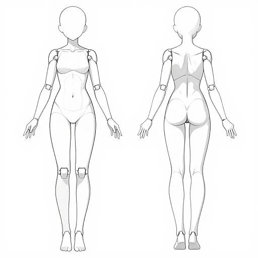 Anime Female Body Front and Back Views