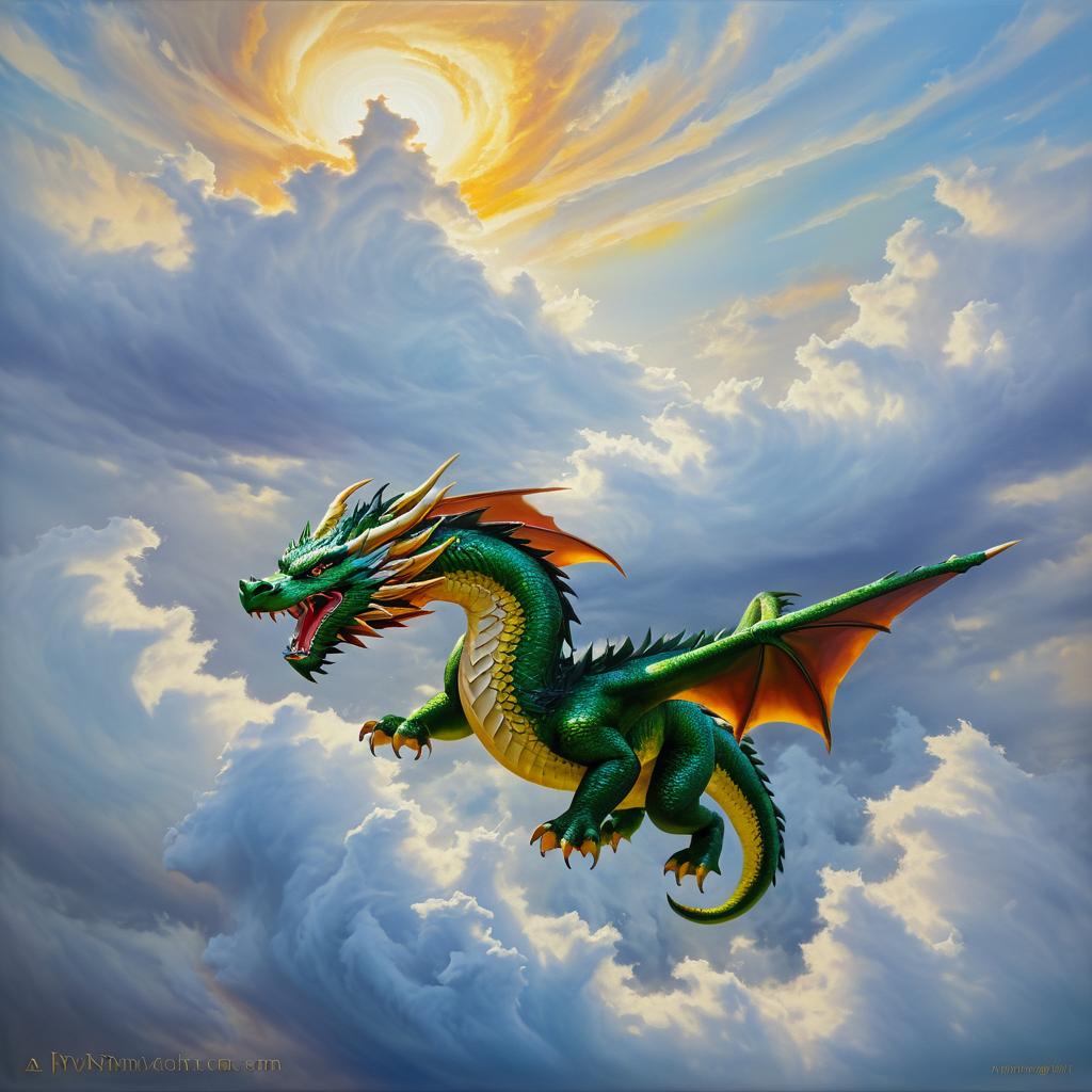 Majestic Dragon in Cloudy Skies