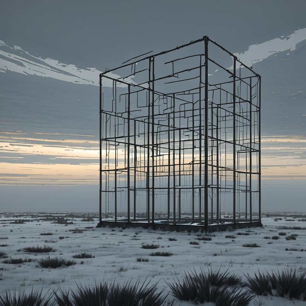 Skeletal Ice Formations in Tundra Evening