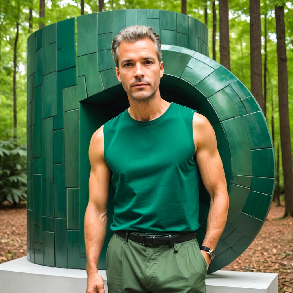 Trendy Man in Forest Green Outfit