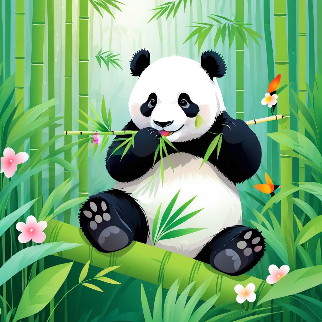 Charming Pastel Panda in Lush Forest