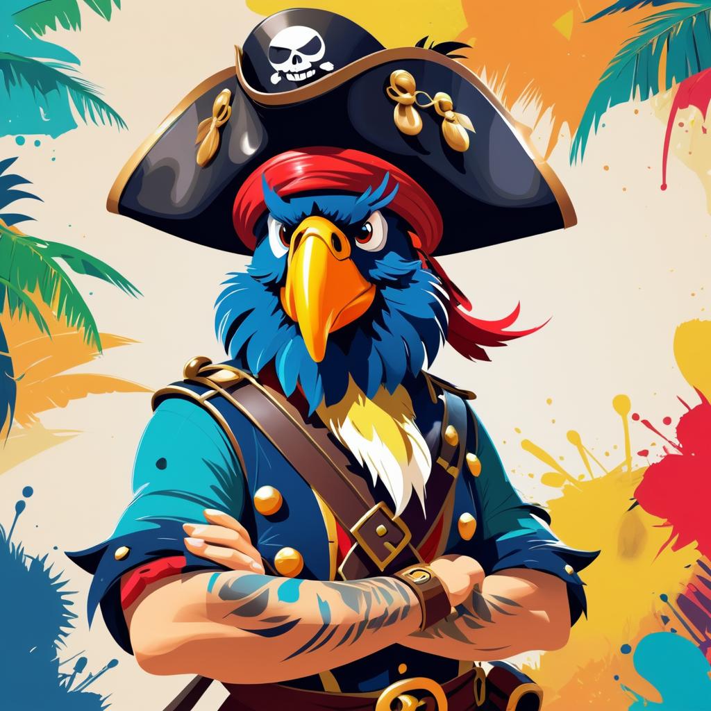 Colorful Cartoon Pirate Captain Design