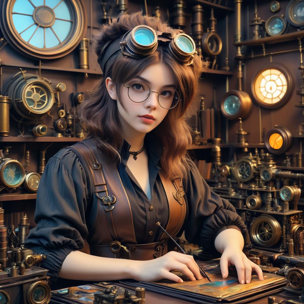 Steampunk Inventor Portrait in Anime Style