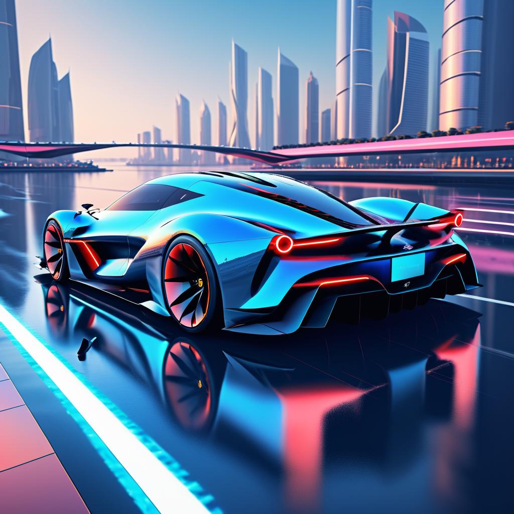 Futuristic Ferrari: Hypercar in Urban Oasis