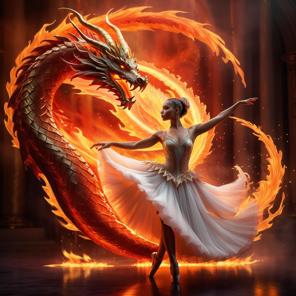 Ballerina vs Dragon: A Fiery Showdown