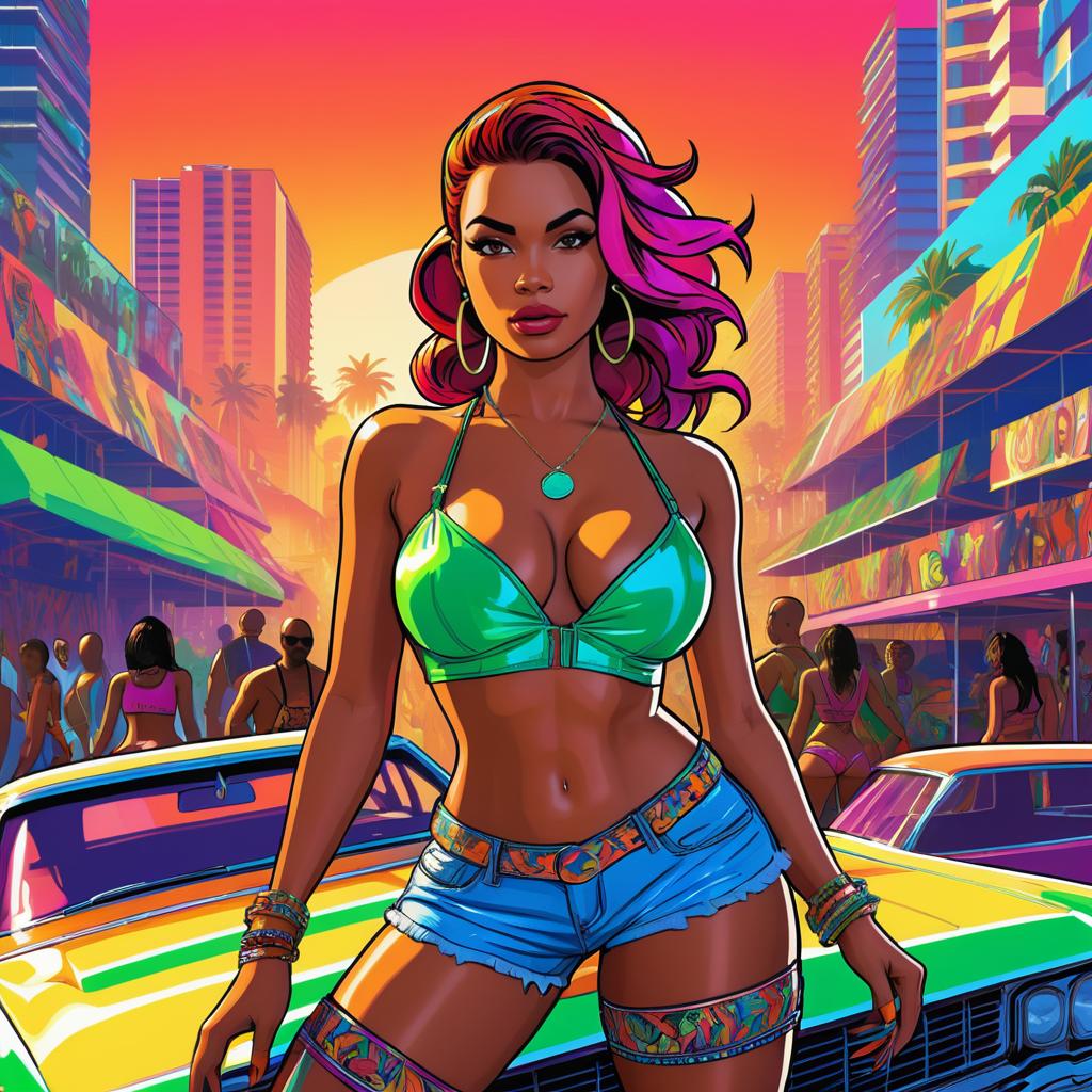 Vibrant GTA Style Carnival Scene