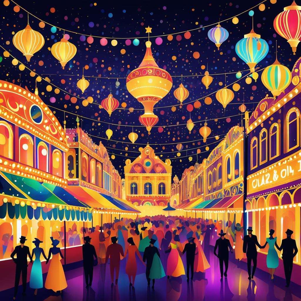 Vibrant Carnival Scene Inspired by Klimt