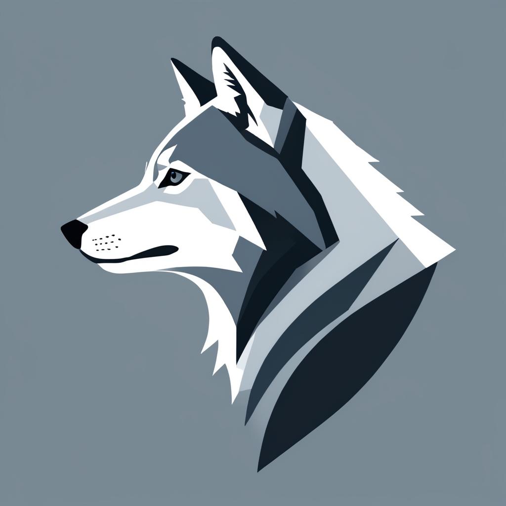 Minimalist Gray Wolf Side Portrait Design