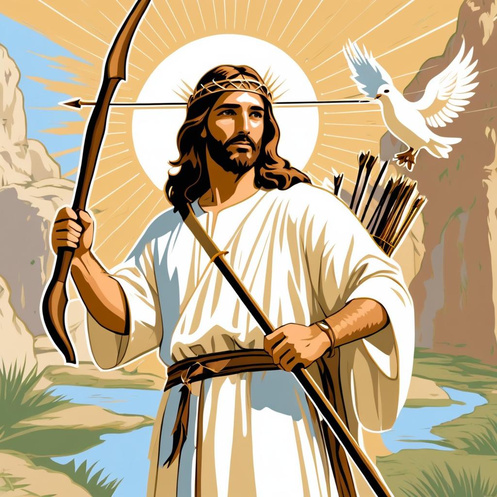 Jesus with Bow and Arrow Imagery