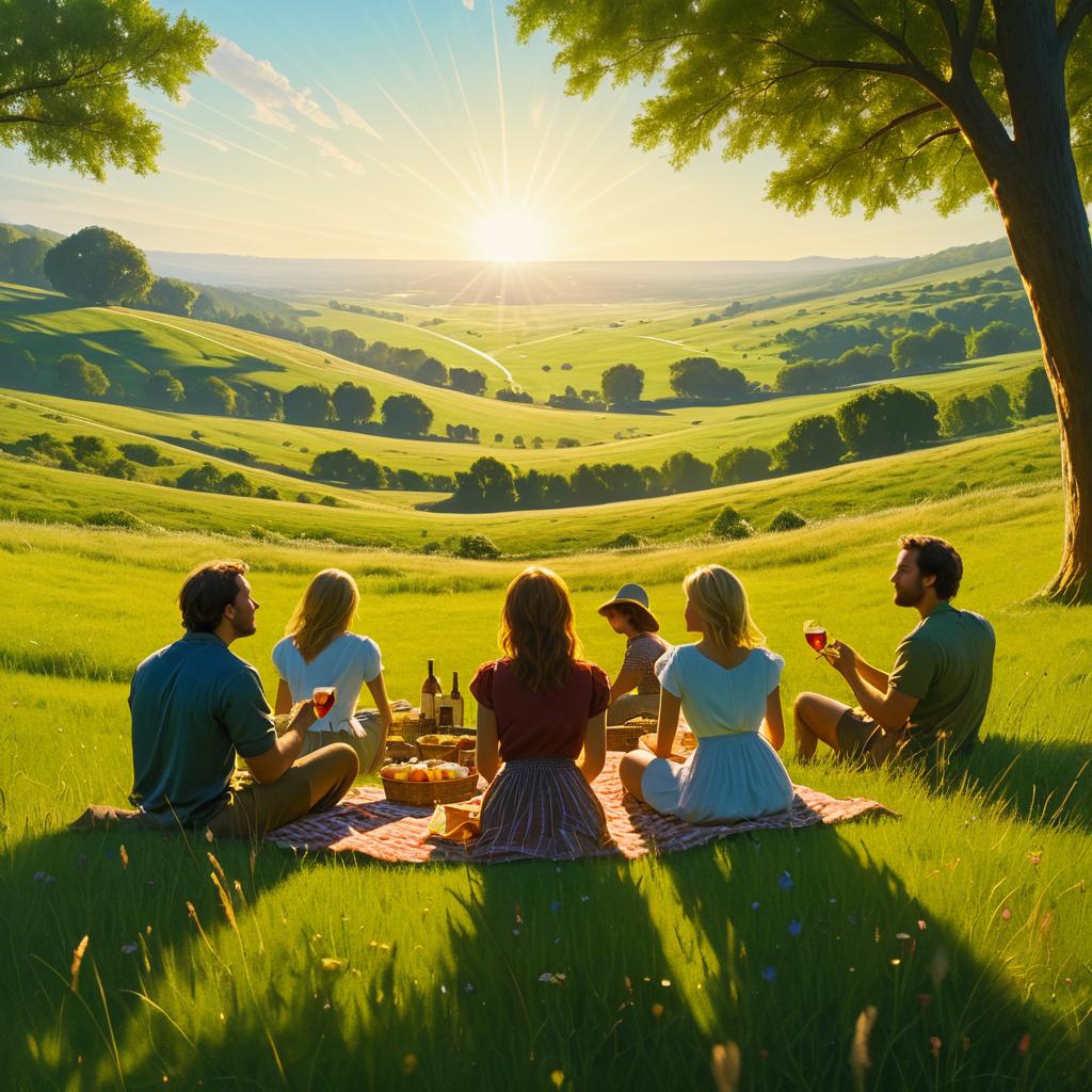 Friends Enjoying an Epic Meadow Picnic