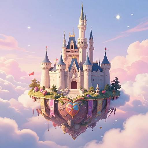 Majestic Castle on Floating Heart Island