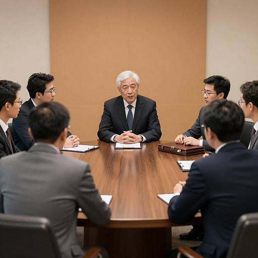 Business Meeting Around Circular Table
