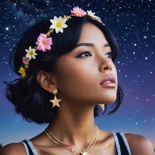 Girl in Starry Sky with Jewelry