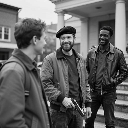 Urban Trio: A Striking Black-and-White Capture