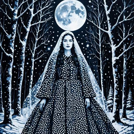 Mysterious Ghostly Lady in Snowy Forest