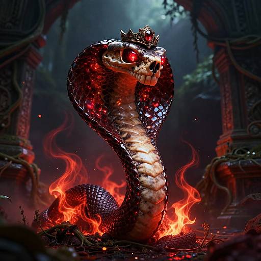 Glowing Garnet Cobra Skull Artwork