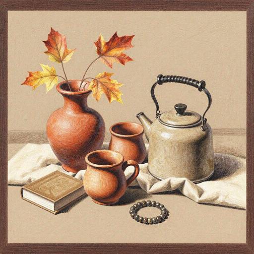 Cozy Autumn Still Life Drawing