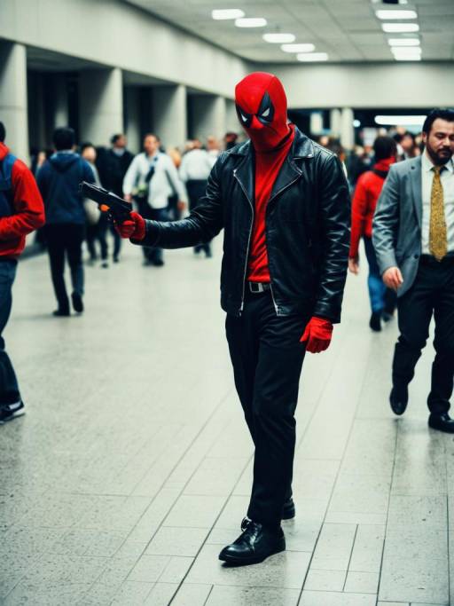 Cosplayer in Spider-Man Inspired Costume in Urban Setting