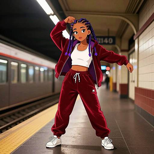 Vibrant Hip-Hop Dancer in Vintage Subway