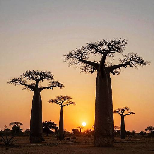 Baobab Trees Sunset in Ivory Coast
