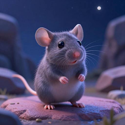Starry Night Mouse in Purple Glow