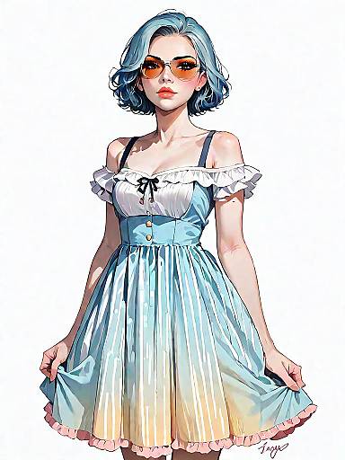 Stylish Woman in Color-blocked Summer Dress