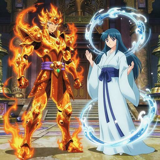 Elemental Guardians in Ancient Temple