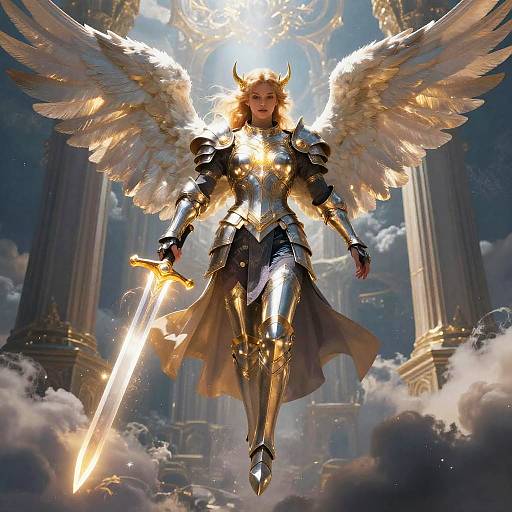 Angelic Warrior Descending from Heavens