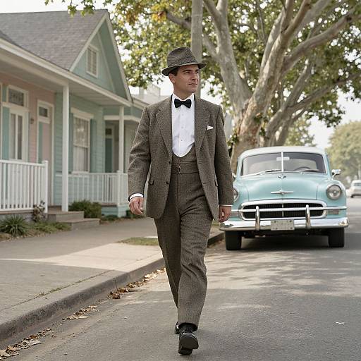 Vintage Man on 1950s Street