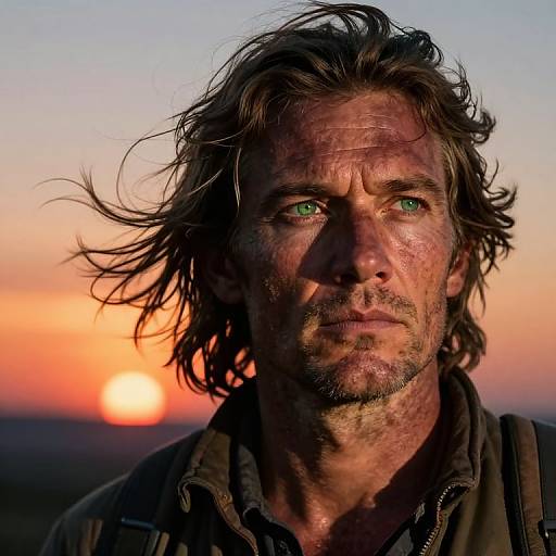 Portrait of Resilient Adventurer at Sunset