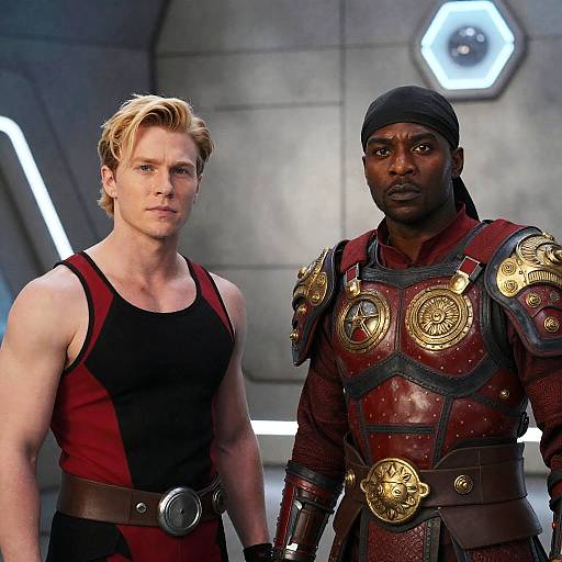 Two Men in Futuristic Armor and Attire