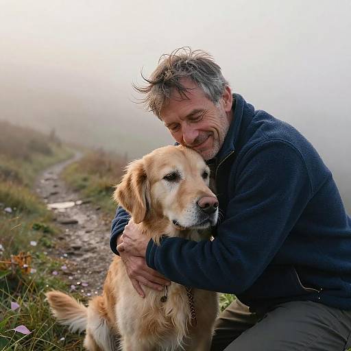 Cozy Dawn Embrace on Mountain Trail