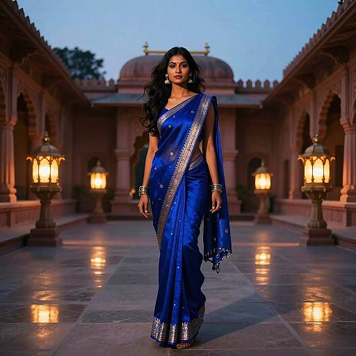 Cinematic East Indian Model in Silk Sari