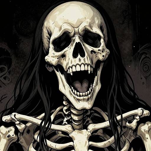 Horror Comic Screaming Skeleton