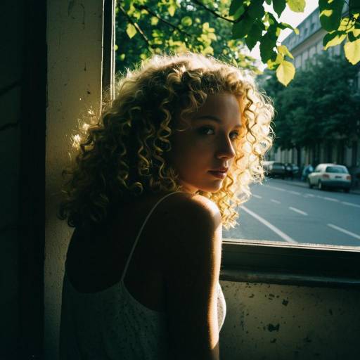 Curly Blonde Woman in Summer Light