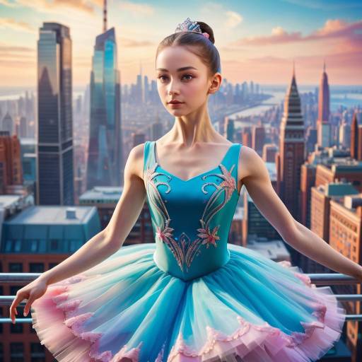 Ballerina in Vibrant Cityscape Portrait