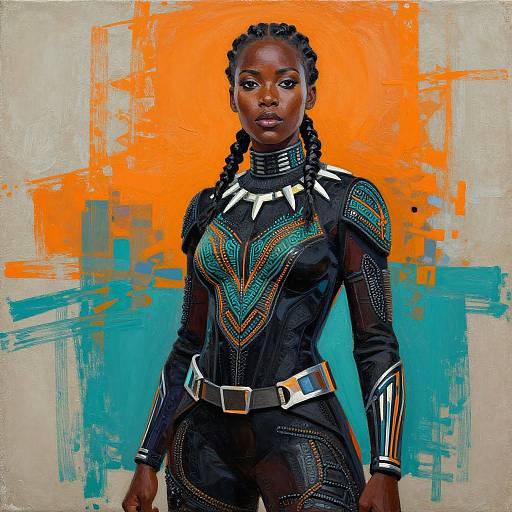 Colorful Abstract Black Panther Warrior