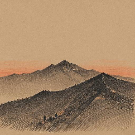 Mountain Silhouette at Sunset Drawing