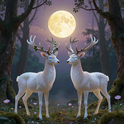 Ethereal Alabaster Stags in Mystic Grove