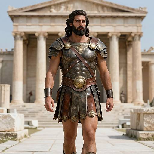 Muscular Warrior in Mycenaean Armor
