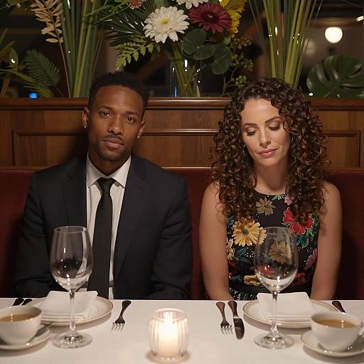 Couple in Dimly Lit Restaurant Booth