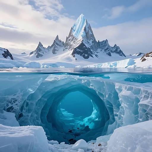 Ethereal Ice Cavern in Arctic Landscape