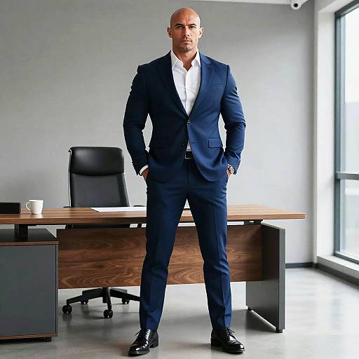 Confident Muscular Man in Modern Office