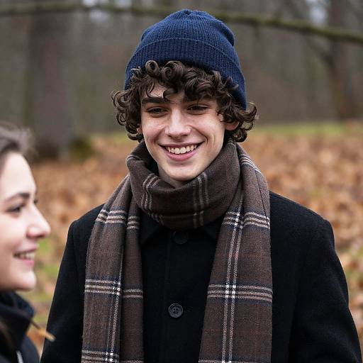 Cheerful Young Couple in Autumn Setting