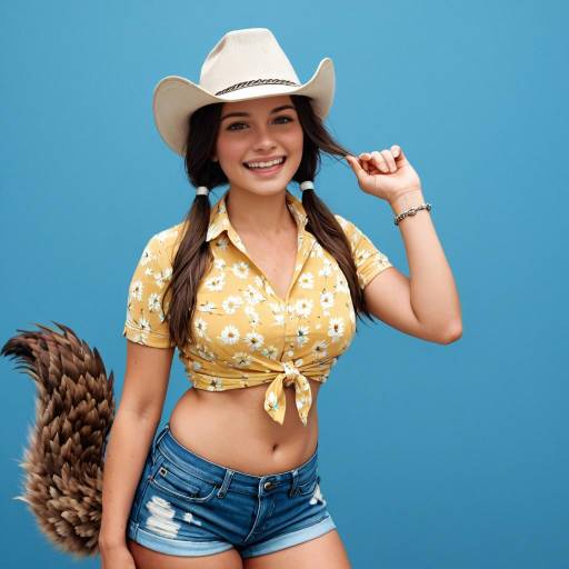 Whimsical Cowgirl with Animal Features