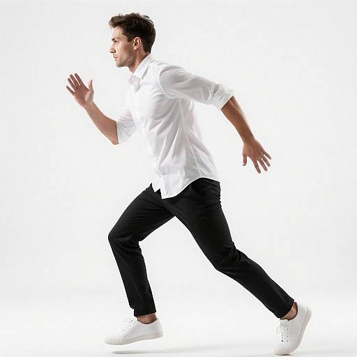 Dynamic Profile Shot of a Running Man