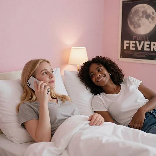 Relaxed Moments: Two Women on Bed